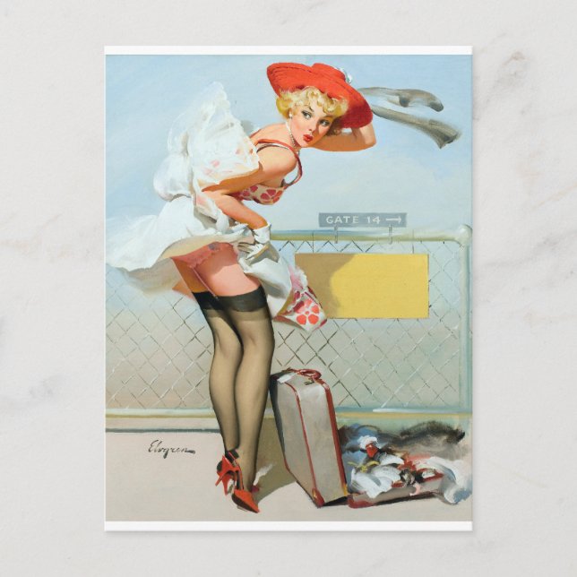 At the Gate Pin Up Postcard (Front)