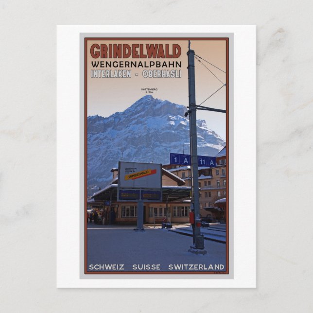 At the Grindelwald Train Station Postcard (Front)