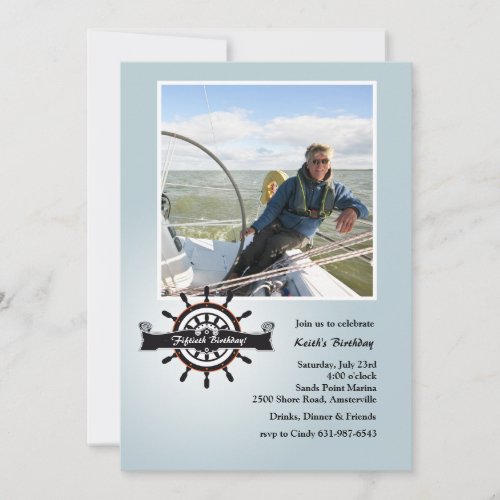 At the Helm Nautical Photo Invitation