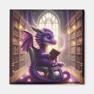 At the Library - Purple Dragon Magnet