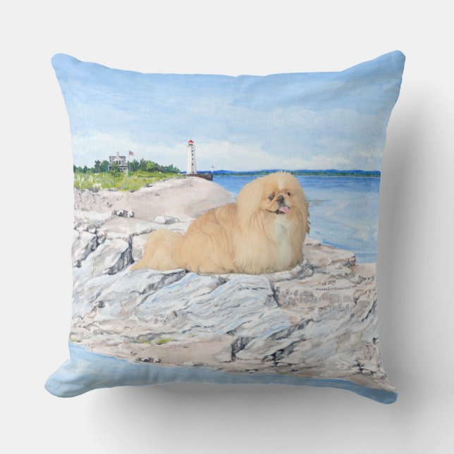 At the Lighthouse Throw Pillow (Front)