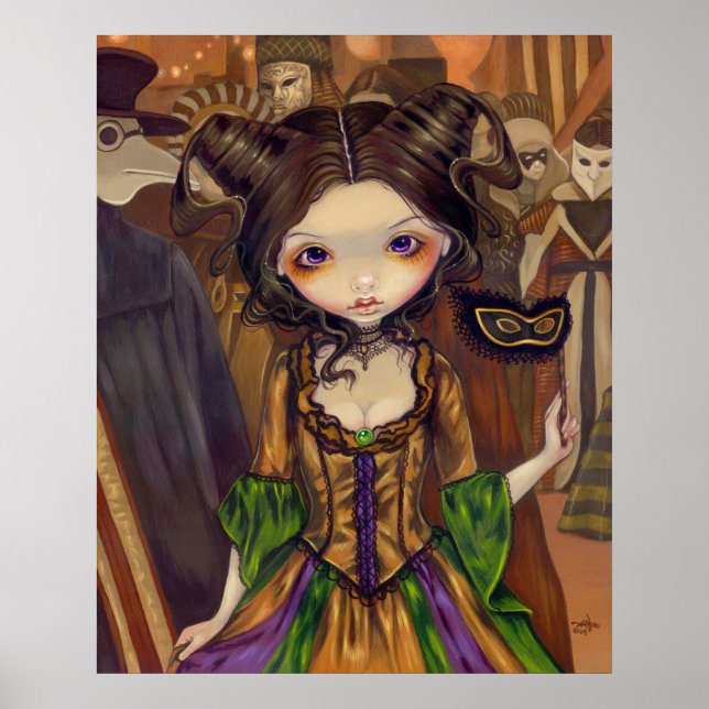 At the Masquerade Ball gothic mardi gras Art Print (Front)