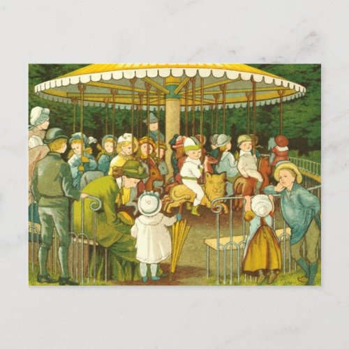 At The Merry Go Round Postcard