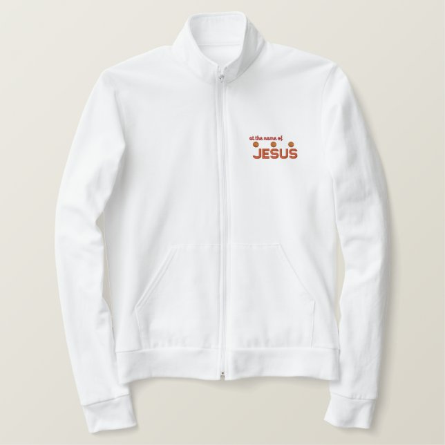 At the name of Jesus Christian jacket (Design Front)