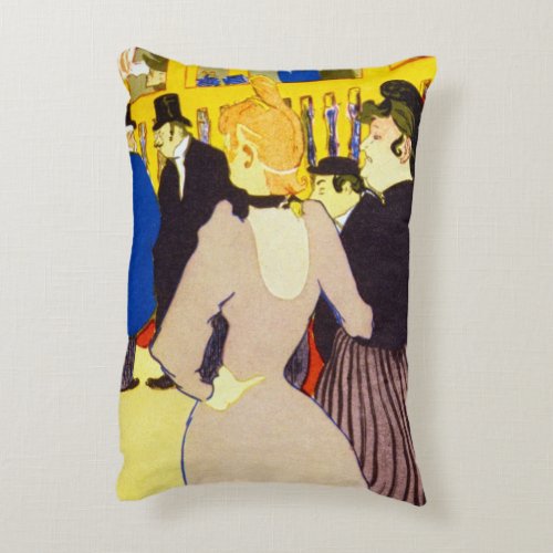 At the Nightclub by Toulouse Lautrec Vintage Art Accent Pillow