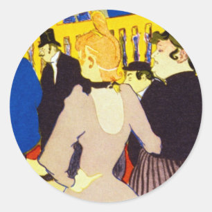 At the Nightclub by Toulouse Lautrec, Vintage Art Classic Round Sticker