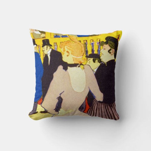 At the Nightclub by Toulouse Lautrec Vintage Art Throw Pillow