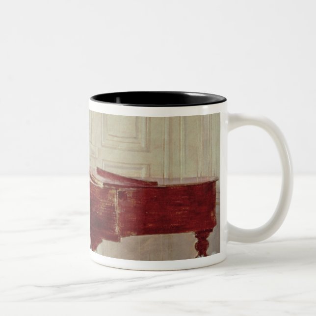 At the Piano, 1887 (oil on canvas) Two-Tone Coffee Mug (Right)
