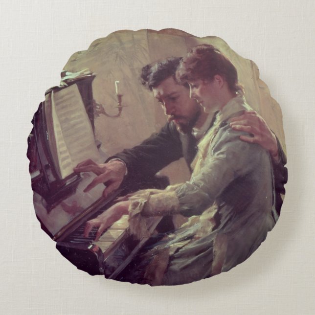 At the Piano Round Pillow (Front)