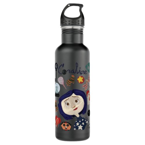 At the Pink Palace Apartments Pattern   Stainless Steel Water Bottle