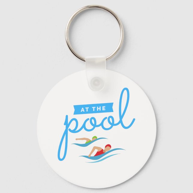 At the pool  classic round  keychain (Front)