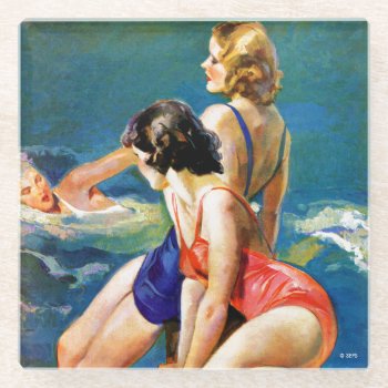 At The Pool Glass Coaster by PostFashion at Zazzle