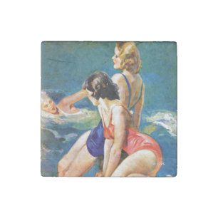 At the Pool Stone Magnet