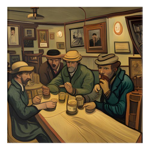 At The Pub by Aulestia Van Gogh Style Acrylic Print