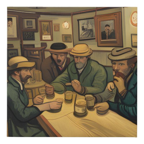 At The Pub by Aulestia Van Gogh Style Faux Canvas Print