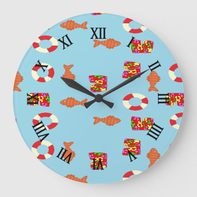 At the sea pattern large clock (Front)