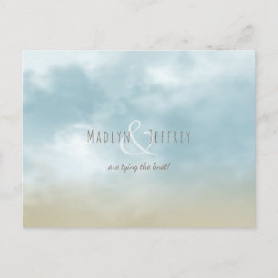 At the shore ocean beach wedding save the date announcement postcard