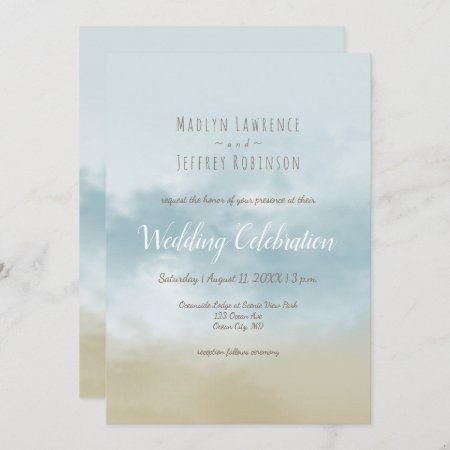 At the shore ocean surf beach wedding invitation