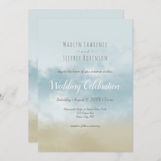 At the shore ocean surf beach wedding invitation