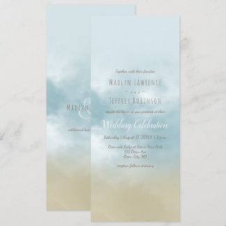 At the shore ocean surf beach wedding invitation
