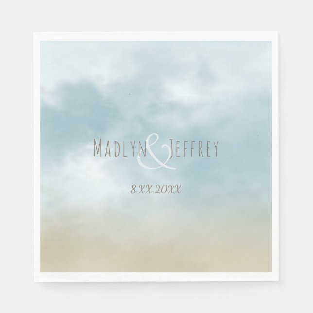 At the shore ocean surf beach wedding  napkins (Front)