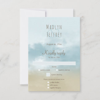 At the shore ocean surf beach wedding RSVP Card