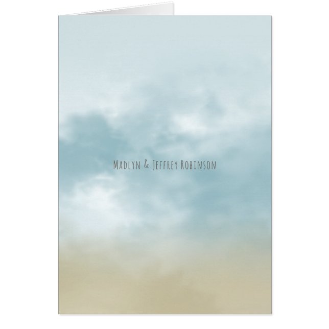 At the shore ocean surf beach wedding thank you (Front)