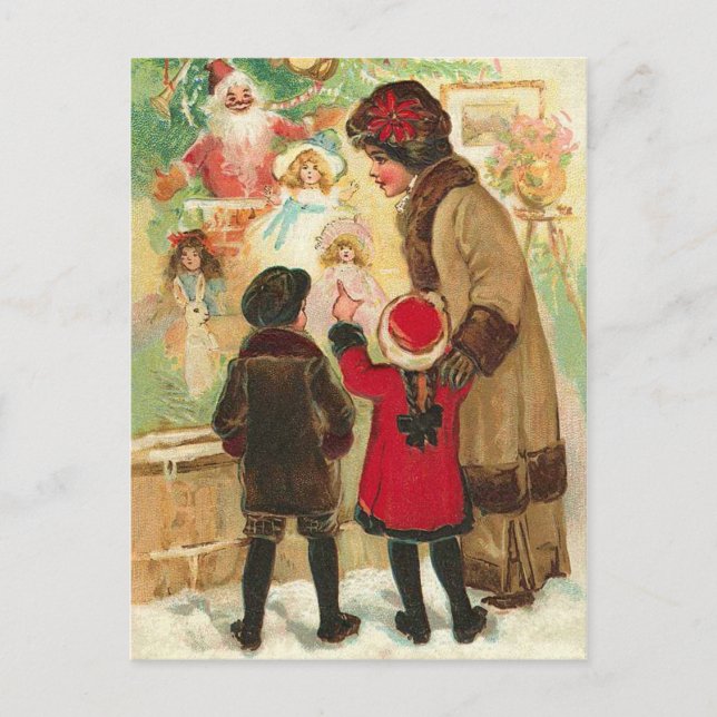 At The Toy Store Window Postcard (Front)