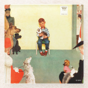 At The Vets by Norman Rockwell Glass Coaster
