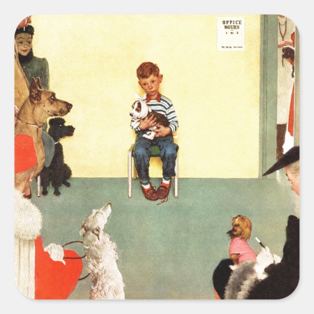 At The Vets by Norman Rockwell Square Sticker (Front)
