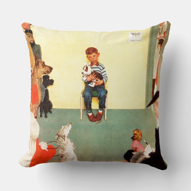 At The Vets by Norman Rockwell Throw Pillow (Front)