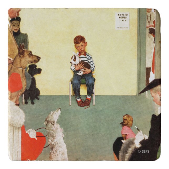 At The Vets by Norman Rockwell Trivet (Front)