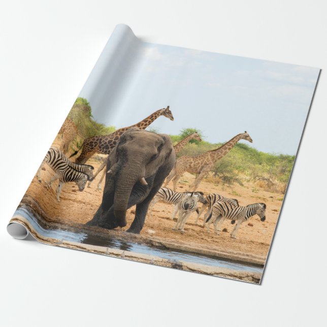 At the waterhole wrapping paper (Unrolled)
