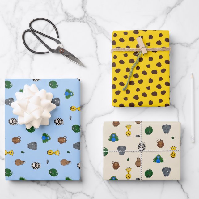 At the zoo animal wrapping paper sheets (Front)
