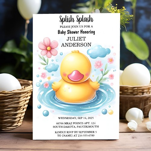 At Toy Pool Foam Bash Twin Rubber Duck Baby Shower Invitation