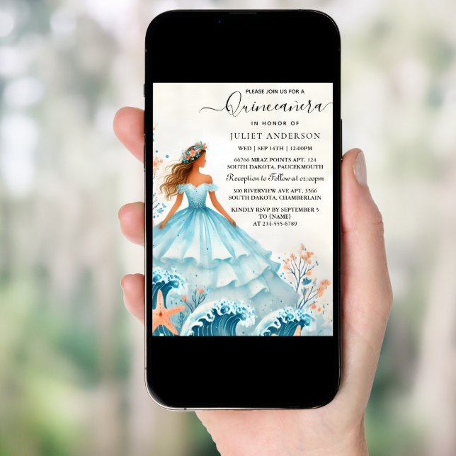 At Water Ocean Fish Life Under The Sea Quinceanera Invitation (Front Digital)