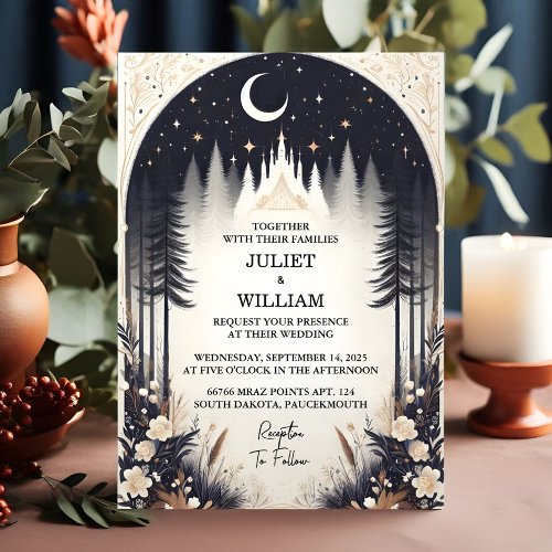 At Witch Magical Dream Mystical Stars Moon Wedding Invitation