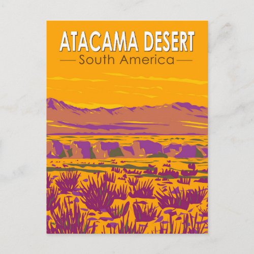Atacama Desert Sunset South America Travel Vintage Postcard