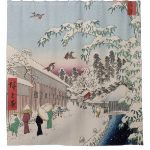 Atagoshita Yabu Lane Snow Scene Japanese Art Shower Curtain