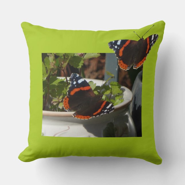 Atalanta Butterfly Design Throw Pillow (Front)