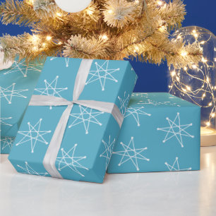 Atamic Christmas Stars Midcentury Modern Sputnik Wrapping Paper