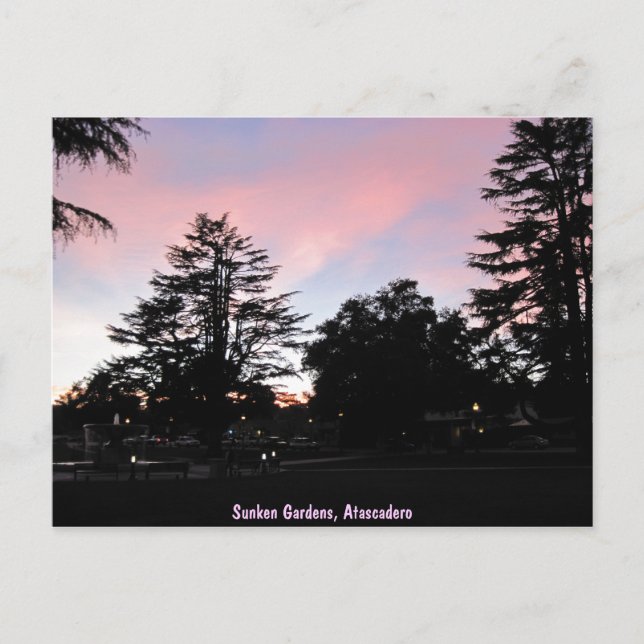 Atascadero Sunken Gardens at Sunset Postcard (Front)