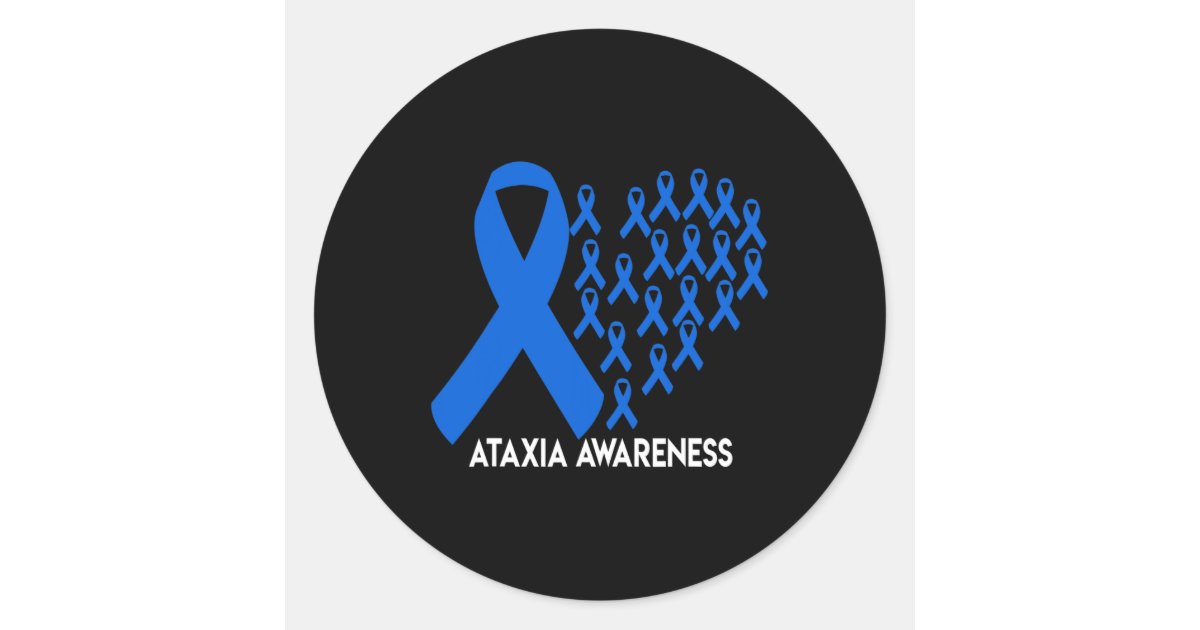 Ataxia Awareness blue ribbon Gift Classic Round Sticker | Zazzle