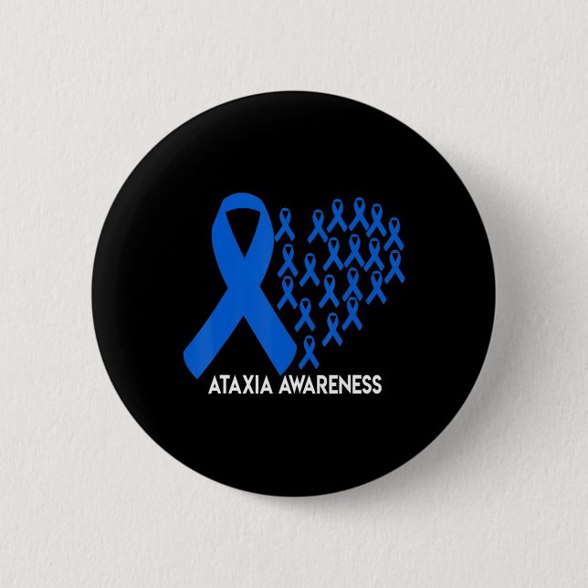 Ataxia Awareness blue ribbon Gift T-Shirt31  Button (Front)