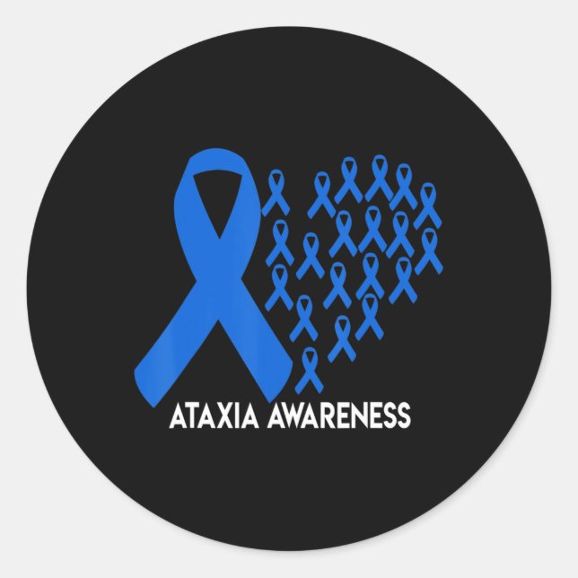Ataxia Awareness blue ribbon Gift T-Shirt31  Classic Round Sticker (Front)