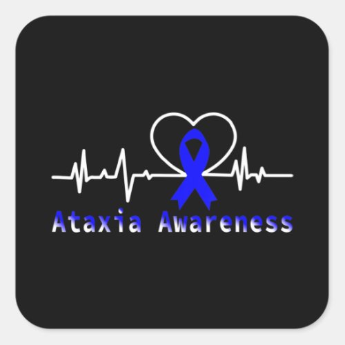 Ataxia Awareness Heartbeat Warrior Support T_Shirt Square Sticker