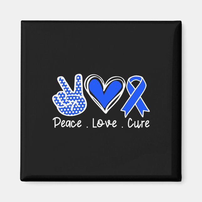 Ataxia Awareness Month Blue Ribbon Peace Love Cure Magnet (Front)