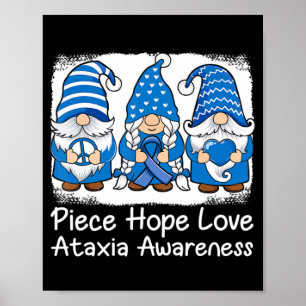 Ataxia Support gnomes with ribbon Blue Ataxia Awar Poster