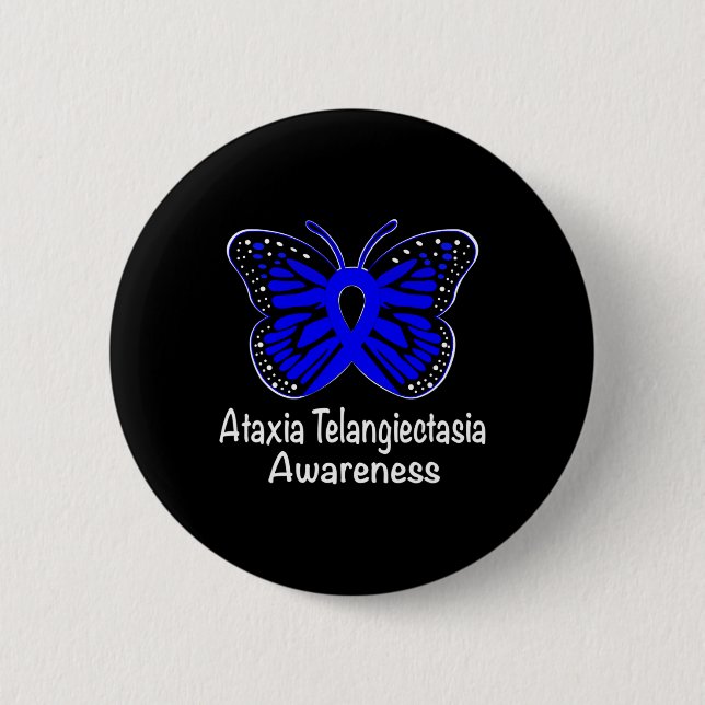 Ataxia Telangiectasia Awareness Warrior Support Bl Button (Front)