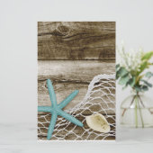 ATB TEAL STARFISH SHELLS NET BROWN BOARDWALK WOOD (Standing Front)